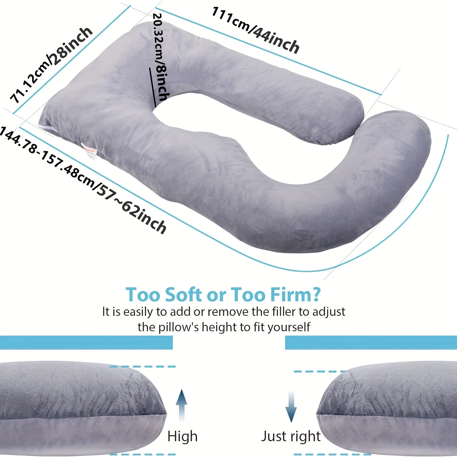 Velvet Maternity Support Pillow, Soft, Removable and Washable for Side Sleeping, Back and Tummy Support, Perfect Gift for Moms