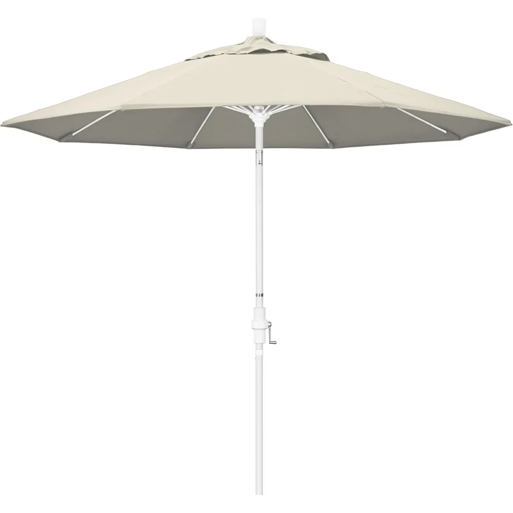 

California Umbrella 9' Round Aluminum Pole Fiberglass Rib Market Umbrella Antique Beige Patio Outdoor Furniture