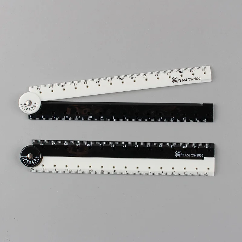 3pcs Portable Folding Ruler - Multi-Function Black & White Geometric Tool for Study, Office & DIY Creative Stationery