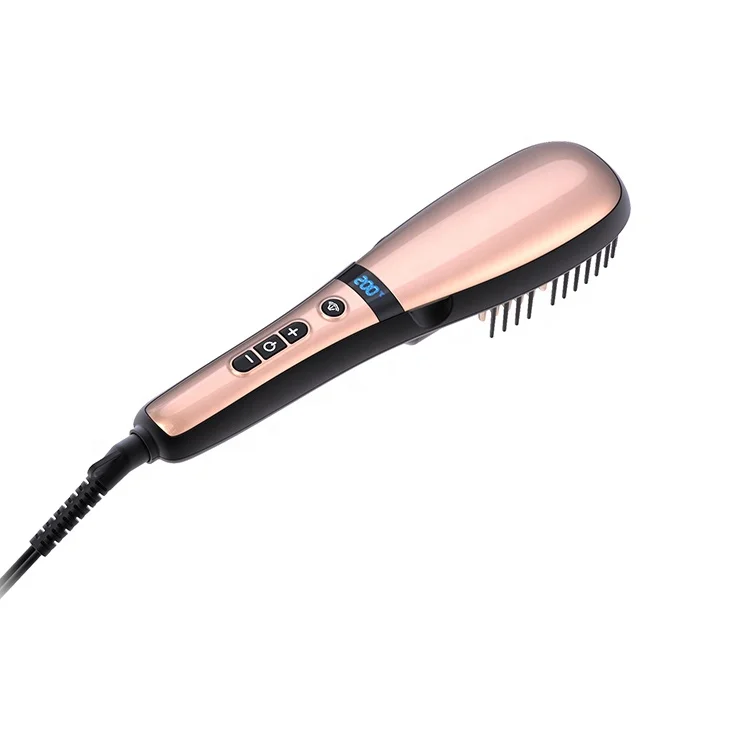 Smart Library Moisture LED Display Spray Button Ceramic Electric Comb Steam Hair Straightener Brush