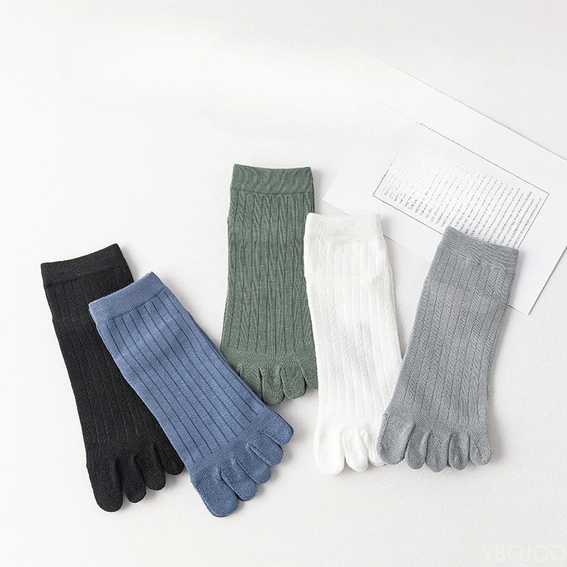 5 أزواج من الجوارب بخمسة أصابع للرجال في ربيع الخريف، جوارب قصيرة مريحة وممتصة للعرق ومضادة للبكتيريا