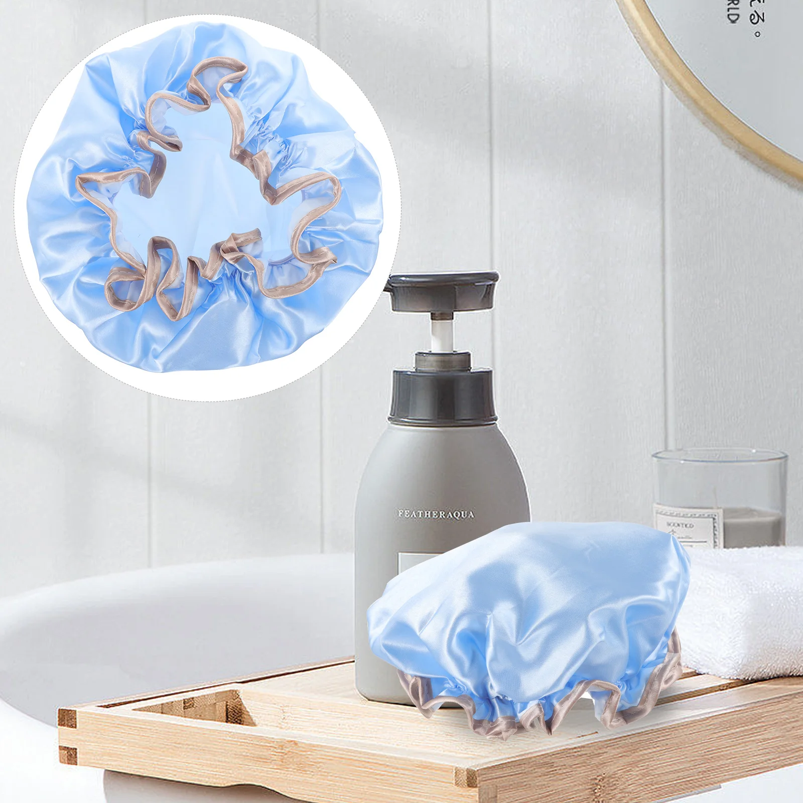 

Women Bathing Hat Waterproof Elastic Breathable Shower Cap for Long Hair Spa Sauna Hair Cap Bathroom Essential