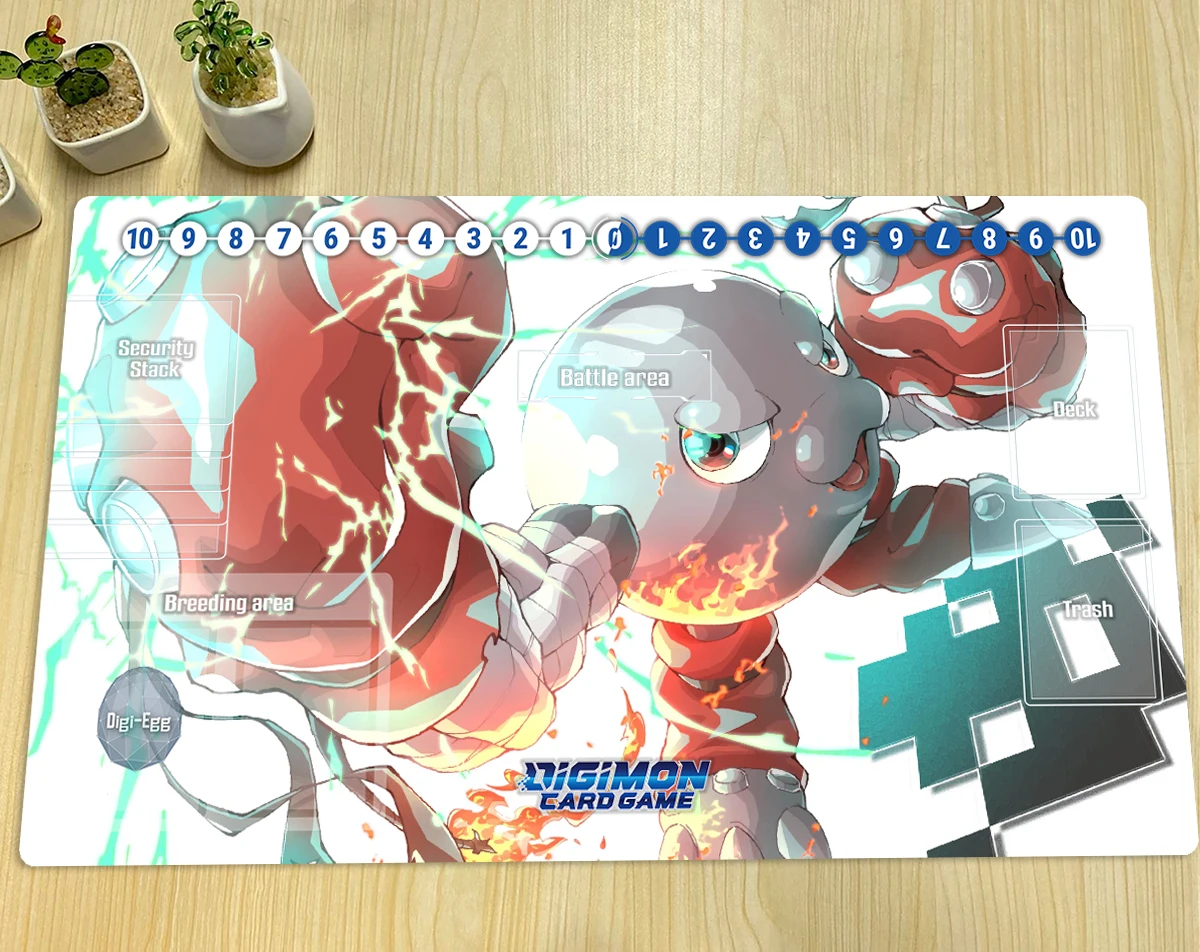 

Digimon Play Mat Metal Mamemon TCG CCG Board Game Trading Card Game Mat Anime Mouse Pad Rubber Desk Mat Gaming Accessories & Bag