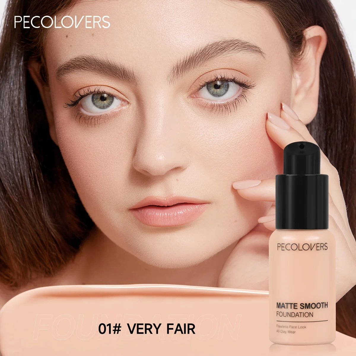 PECOLOVERS Matte Finish Liquid Foundation – Ölkontrollierender, wasserfester Concealer mit vollständiger Abdeckung für alle Hauttöne