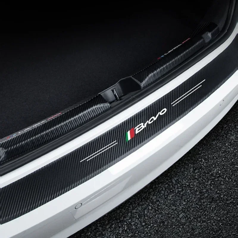 Car Front Rear Door Sill Scuff Plate for Fiat Bravo Badge Carbon Fiber Welcome Pedal Trunk Bumper Threshold Protector Stickers