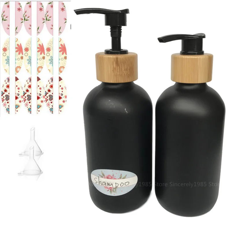 

2 шт., многоразовая матовая черная бутылка для шампуня, 250 мл