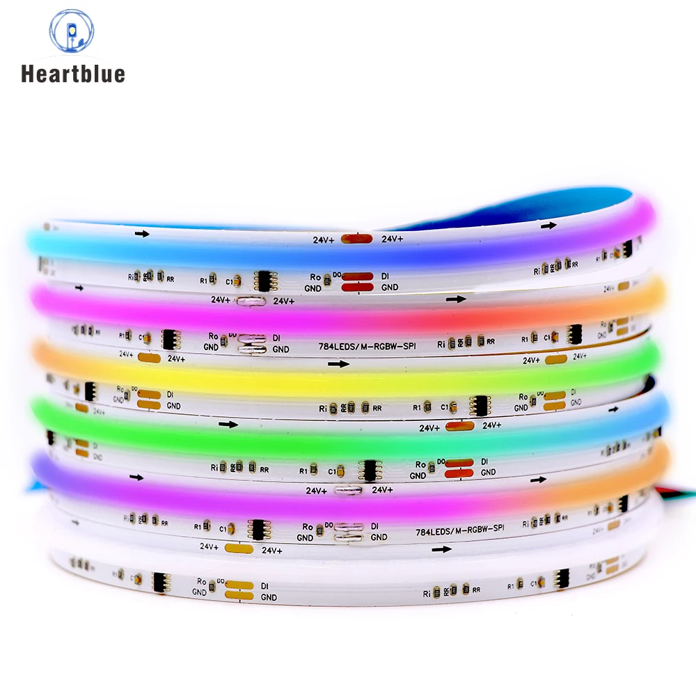 FCOB SPI WS2814 RGBW IC LED شريط إضاءة قابل للعنونة 784 LED لون الحلم 10 مللي متر DC24V SK6812 أضواء فوب COB عالية المرونة RA90 IP3 #1
