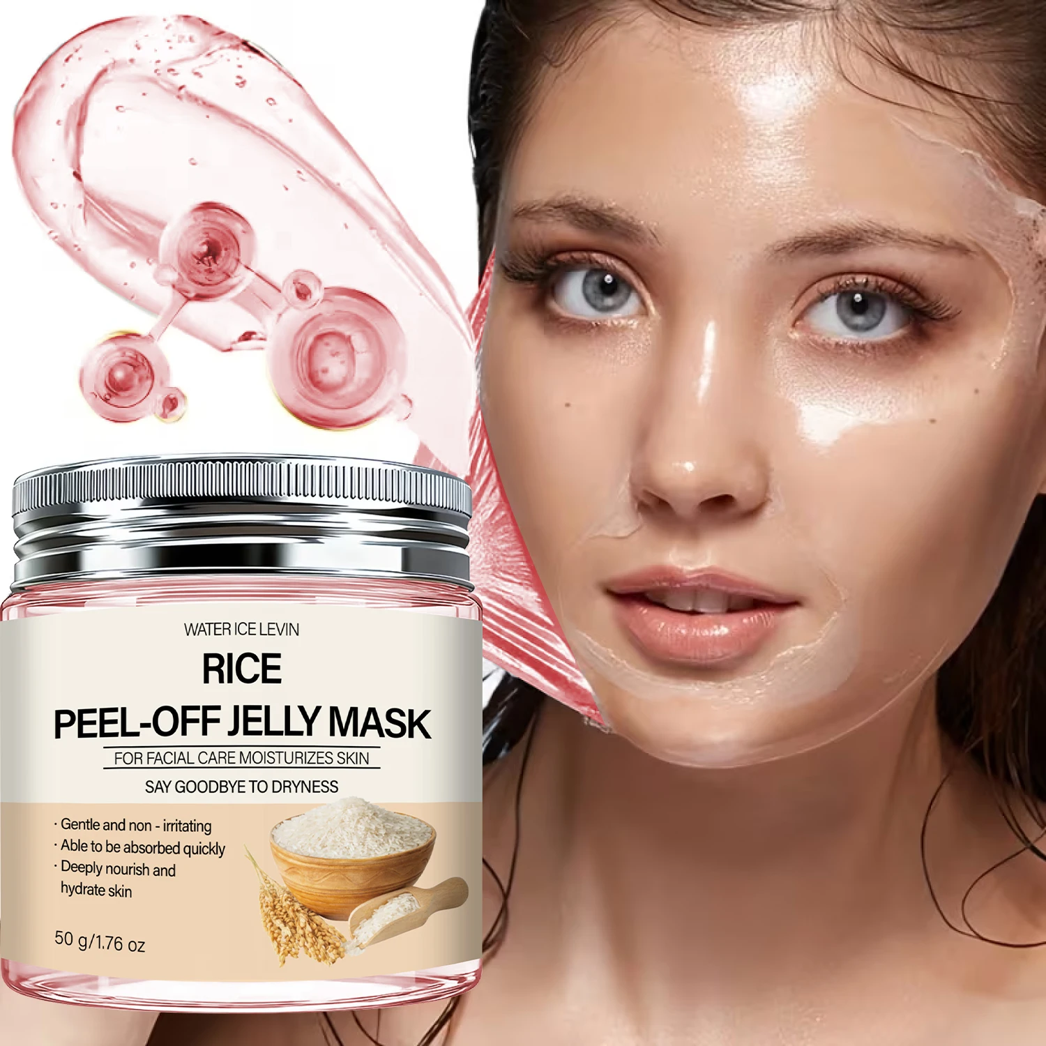 Rice Peel-Off Jelly Mask Deep Hydration Nourishment. Gentle Quick Absorb. Say Goodbye Dryness. Watericelevin 50g. - view 2