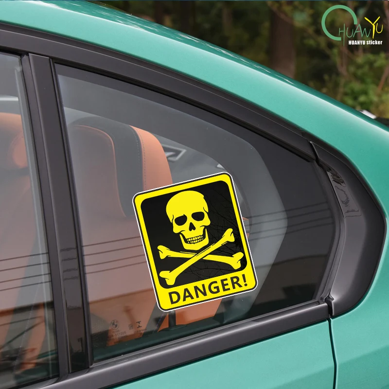 Car Sticker Danger Sign With Skull Symbol Waterproof Vinyl Decal Car Accessories