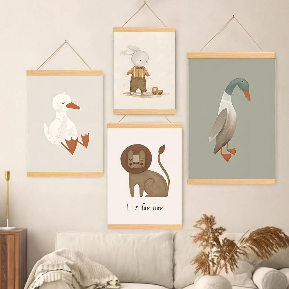 Lions Rabbit Geese Owls Snails Duck Flower Wall Art Canvas S