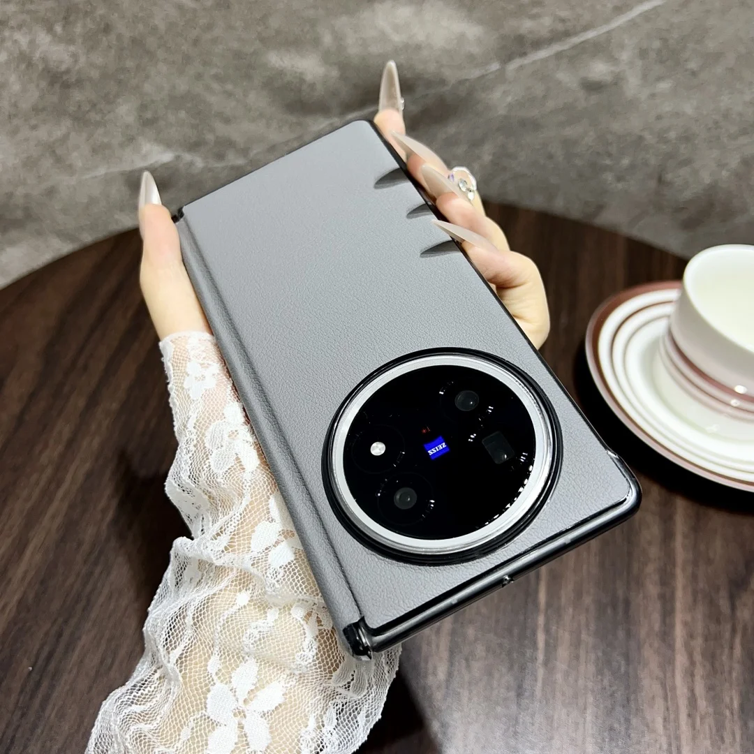 Vivo X Fold 5 케이스 보호 쉘 뒷면 커버 패션 가죽 전체 커버 중간 보호대 휴대 전화 케이스
