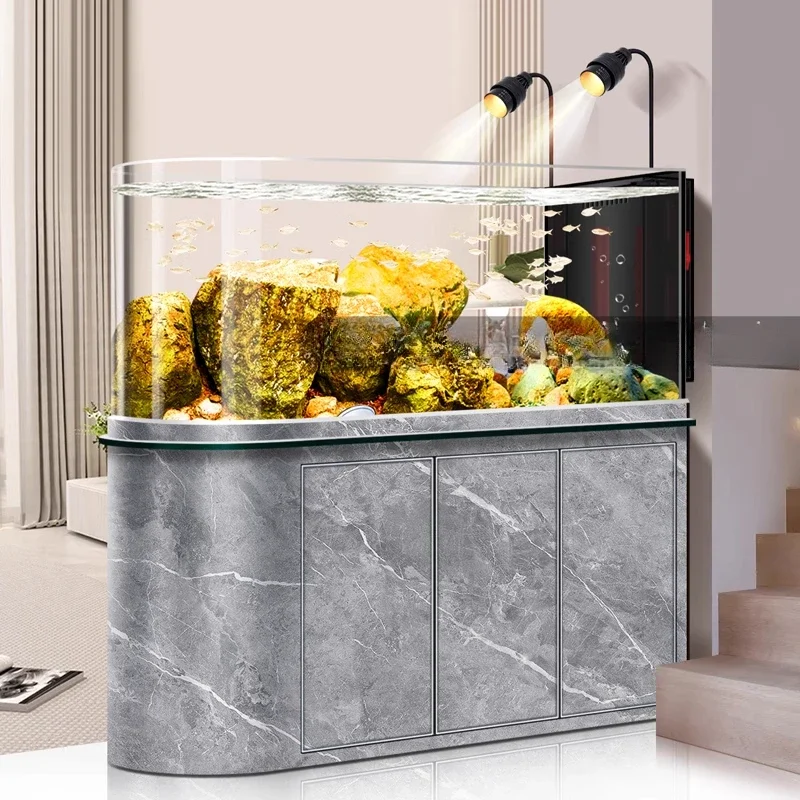 

Bullet ultra-white glass stream tank living room household bottom filter fish tank aquarium new ecological landscaping aquatic t