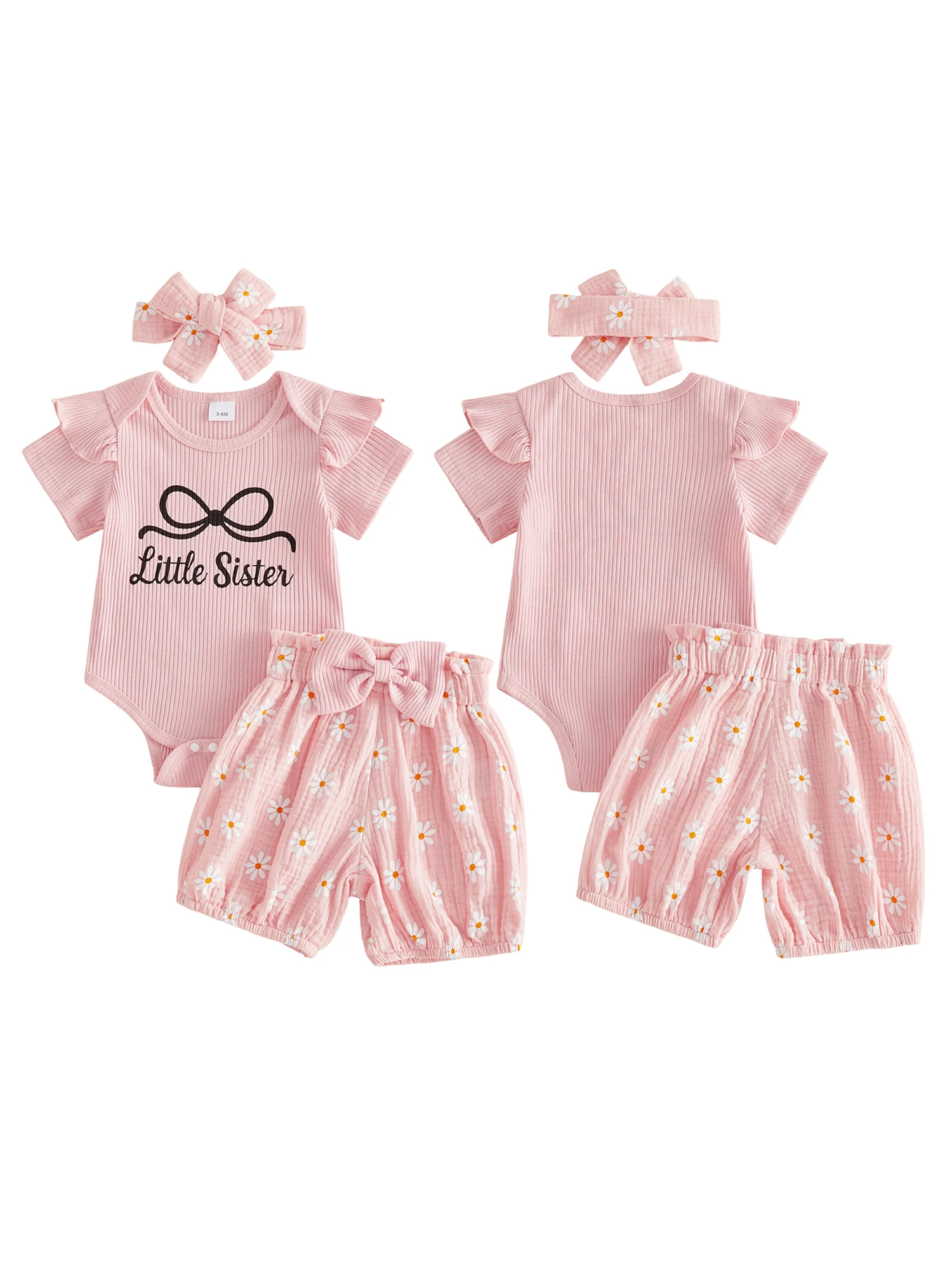 

Cute Toddler Girls 3 Piece Clothing Set with Lovely Floral Print Ruffle Sleeve Top Shorts and Matching Headband for Summer