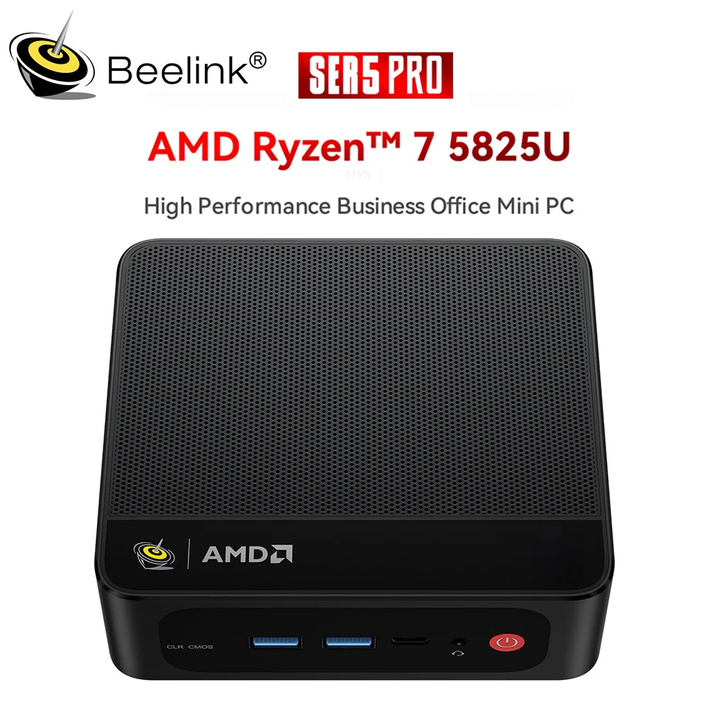 Beelink AMD  Ryzen7 5825U SER5 Pro Mini PC DDR4 16GB RAM 500GB SSD SER5 Max 5800H WiFi6 4K HD Desktop Computer Type-C SER5 5560U