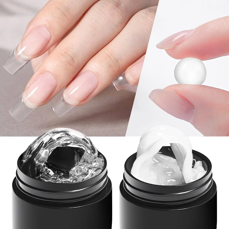 Vernis à ongles Gel transparent antiadhésif pour extensions de mains, 2 pièces, 8ml, pour façonner 3D, Nail Art, gelée laiteuse solide, Gel dur pour la sculpture des faux ongles
