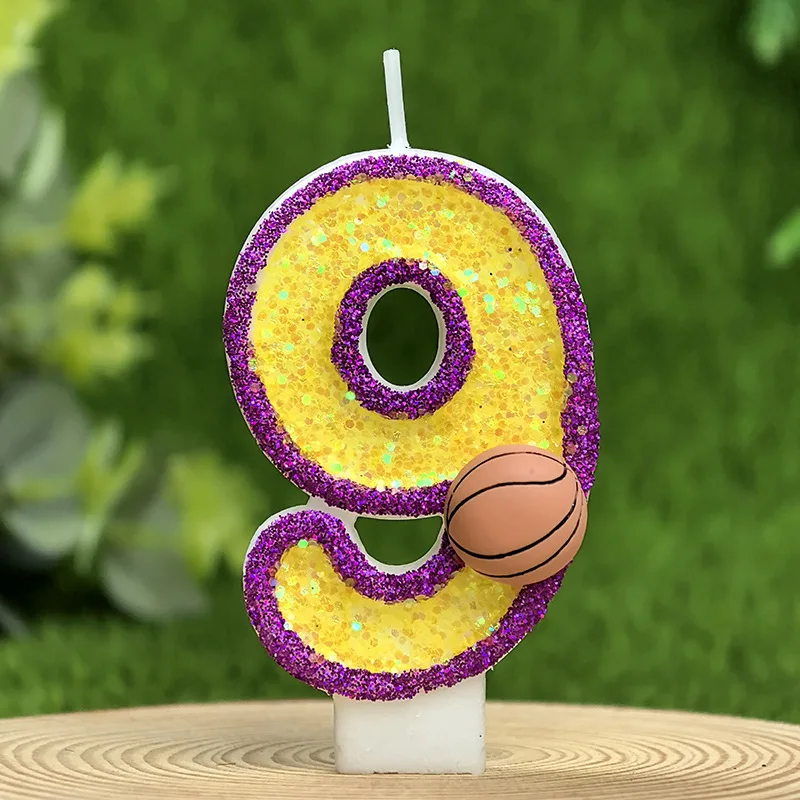 Vitality Basketball 0-9 Free Matching Digital Birthday Candles - High-End Baking Cake Decor Party Supplies image 5