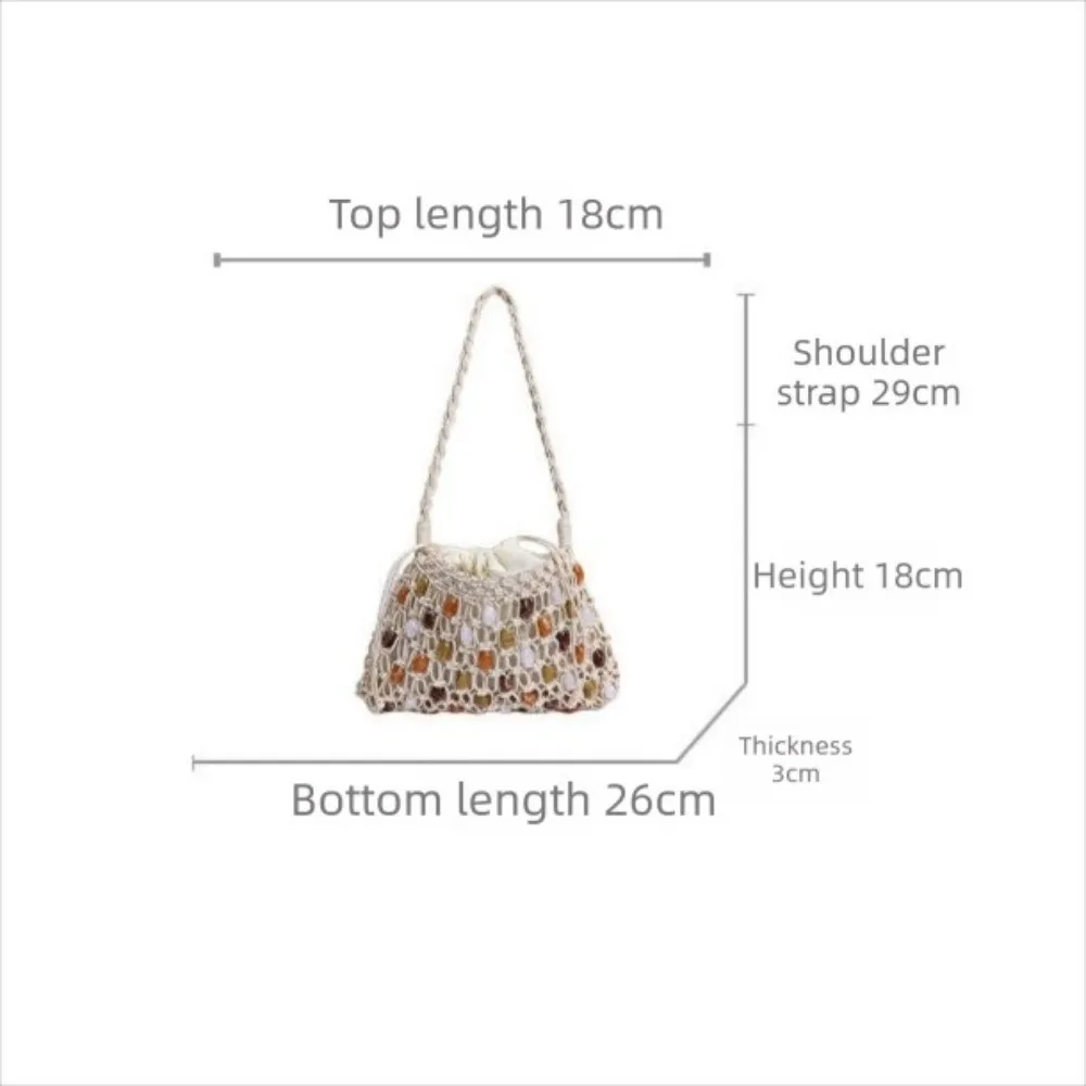 Neue Hohle Gewebte Perlen-Schultertasche Böhmische Sommer-Perlen-Gewebte Tasche Große Kapazität Bunte Crossbody-Strandtasche Einkaufstasche – Detail 1