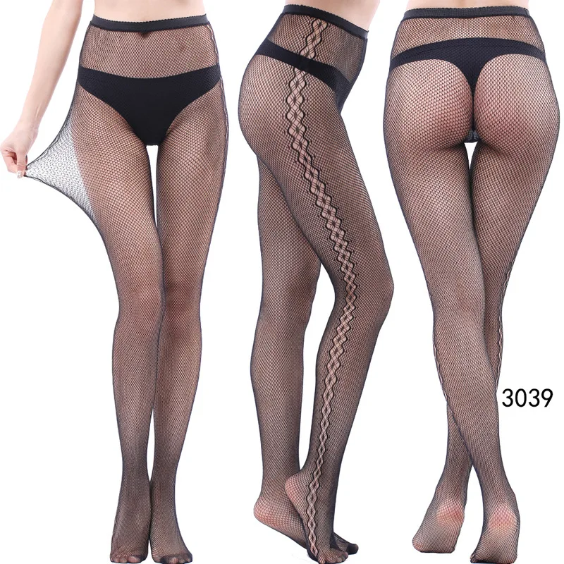 Neuartige Übergrößen-Netzstrumpfhose Sexy Hohle Spitzenstrümpfe Schwarze Overknee-Strümpfe für Damen Dessous – Detail 12