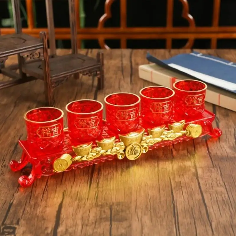 5pcs/set Offering Cup Buddhist Holy Water Cup Buddha Plastic Water Supply Cup