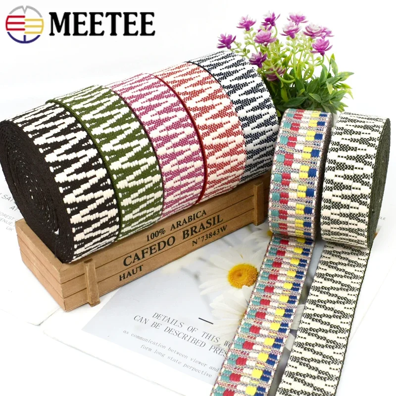 3/5Y 38/50mm Jacquard Webbing Tape Ethnic Polyester Ribbon Canvas Bag Strap Clothes Decoration Lace Band Sewing Bias Material