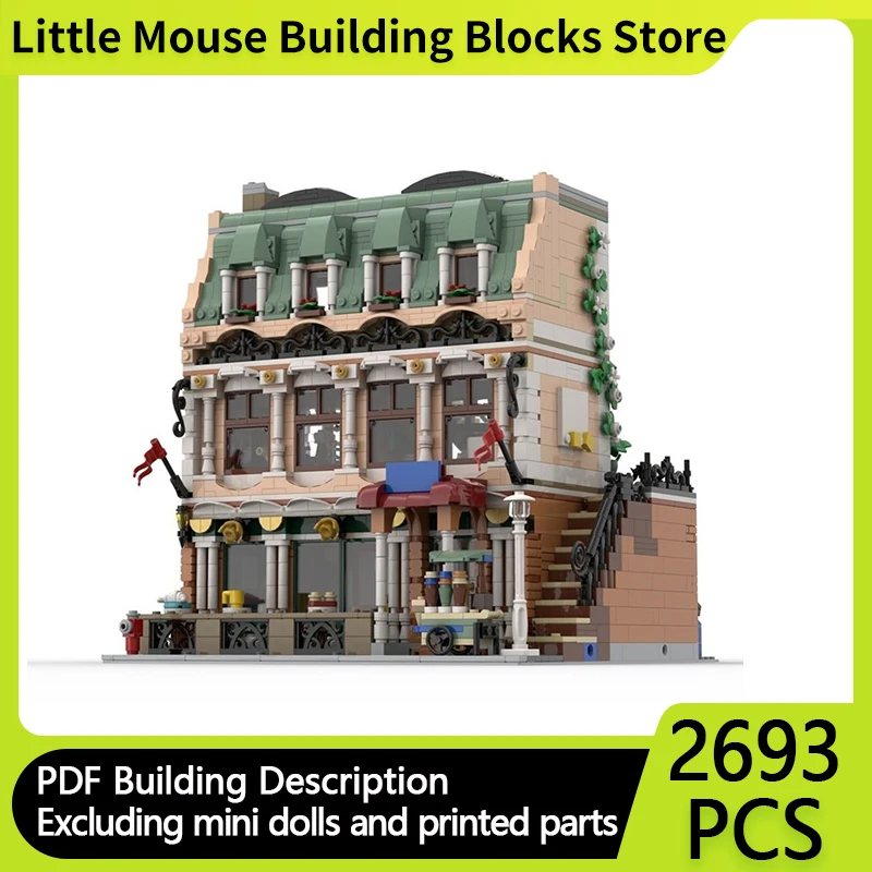

Модель City Street View MOC, строительные кирпичи, бутик, отель, искусство, кафе, модульные технологии, подарки, праздник, сборка, детские игрушки, костюм