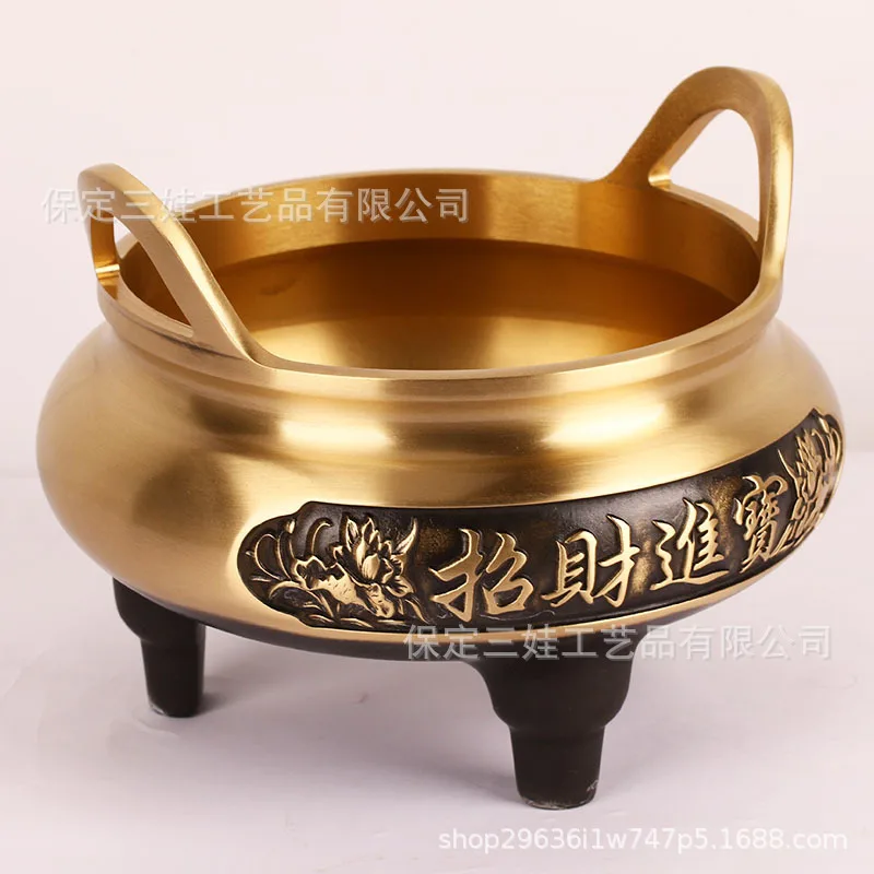 Large Brass Burner for Home Use, Indoor Buddhist Temple, Incense Burning and Offering Censer