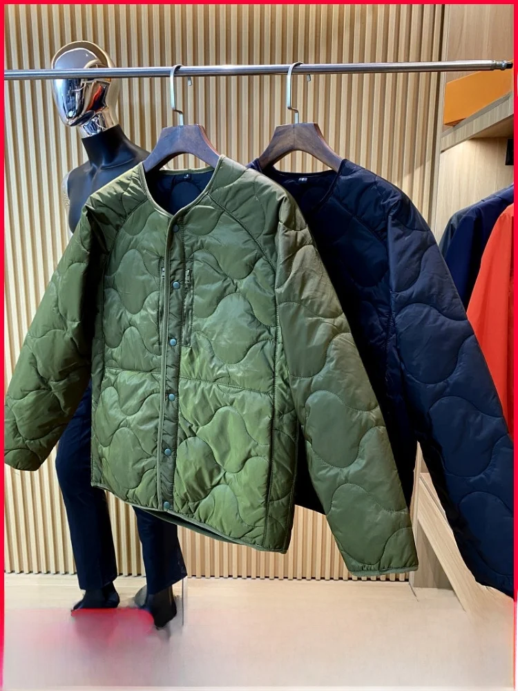 

High Street Sle Cotton Jaet Men's Autumn Winter Casual Collarl Color Versatile Faion Outerwear Warmth Guaranteed