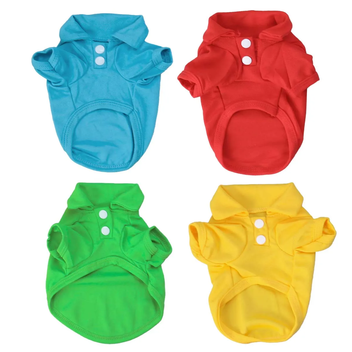 

4pcs Pet Cotton Shirts Dog T Shirts Small Outfits Puppy Clothes Candy Color Durable Breathable Dogs Clothing Pet Dog Vest