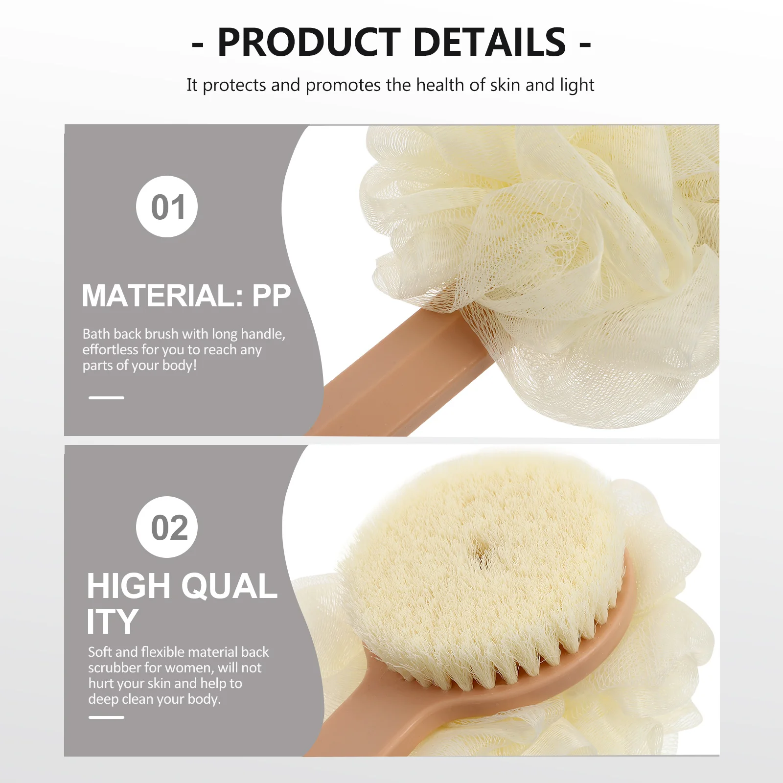 

Bathroom Long Handle Bath Brush Soft Mesh Shower Puff Body Scrubber Back Scrubber Deep Clean Massage Shower Ball for Women Men