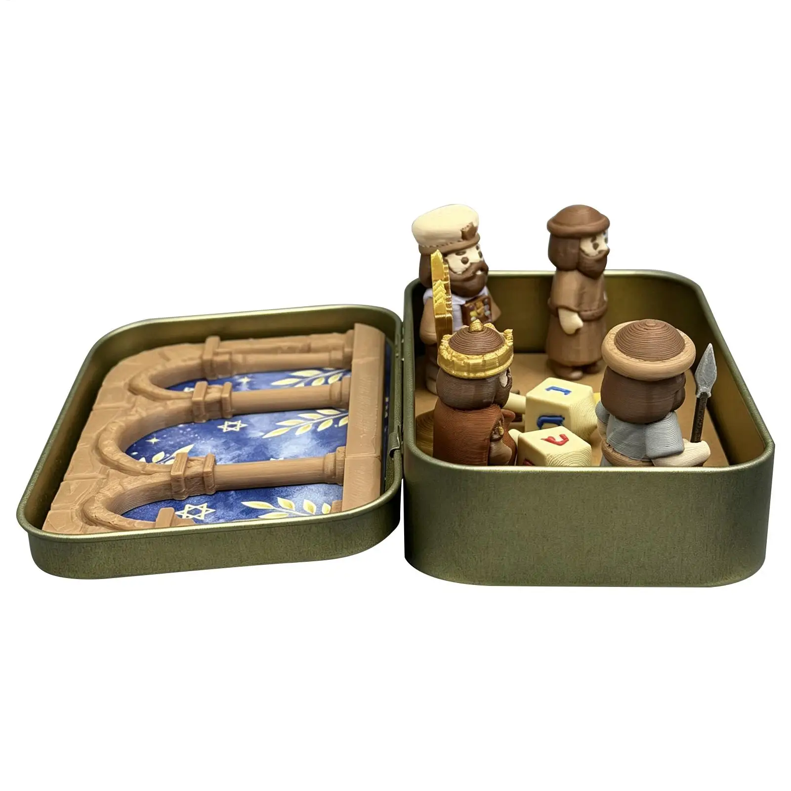 Miniature Hanukkah Menorah Diorama 3D Miniature Pocket Portable Model Hanukkah Keepsake Boxes for Holiday Birthday Party Offices