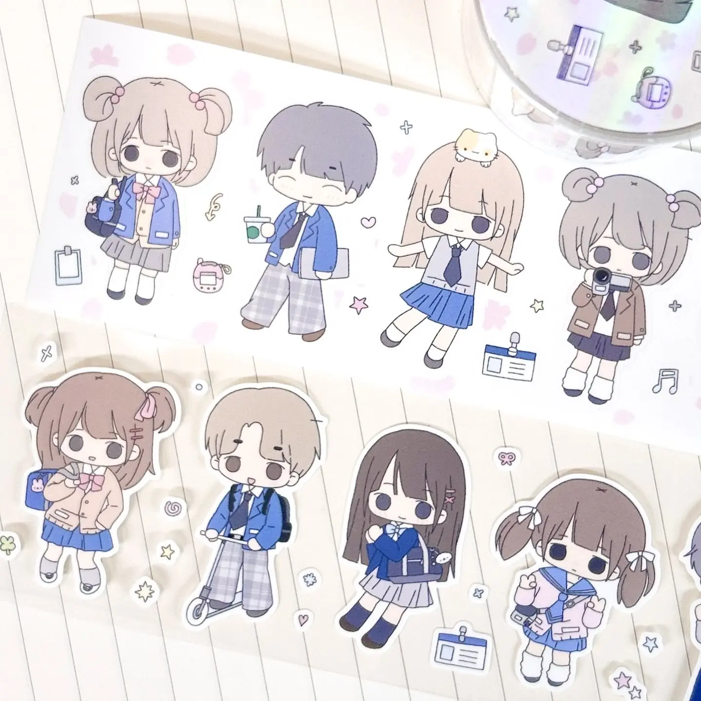 

Дневник кампуса 5М | Оригинальный рулон наклеек, персонаж девушки, униформа, высеченная лента, журнал 2408