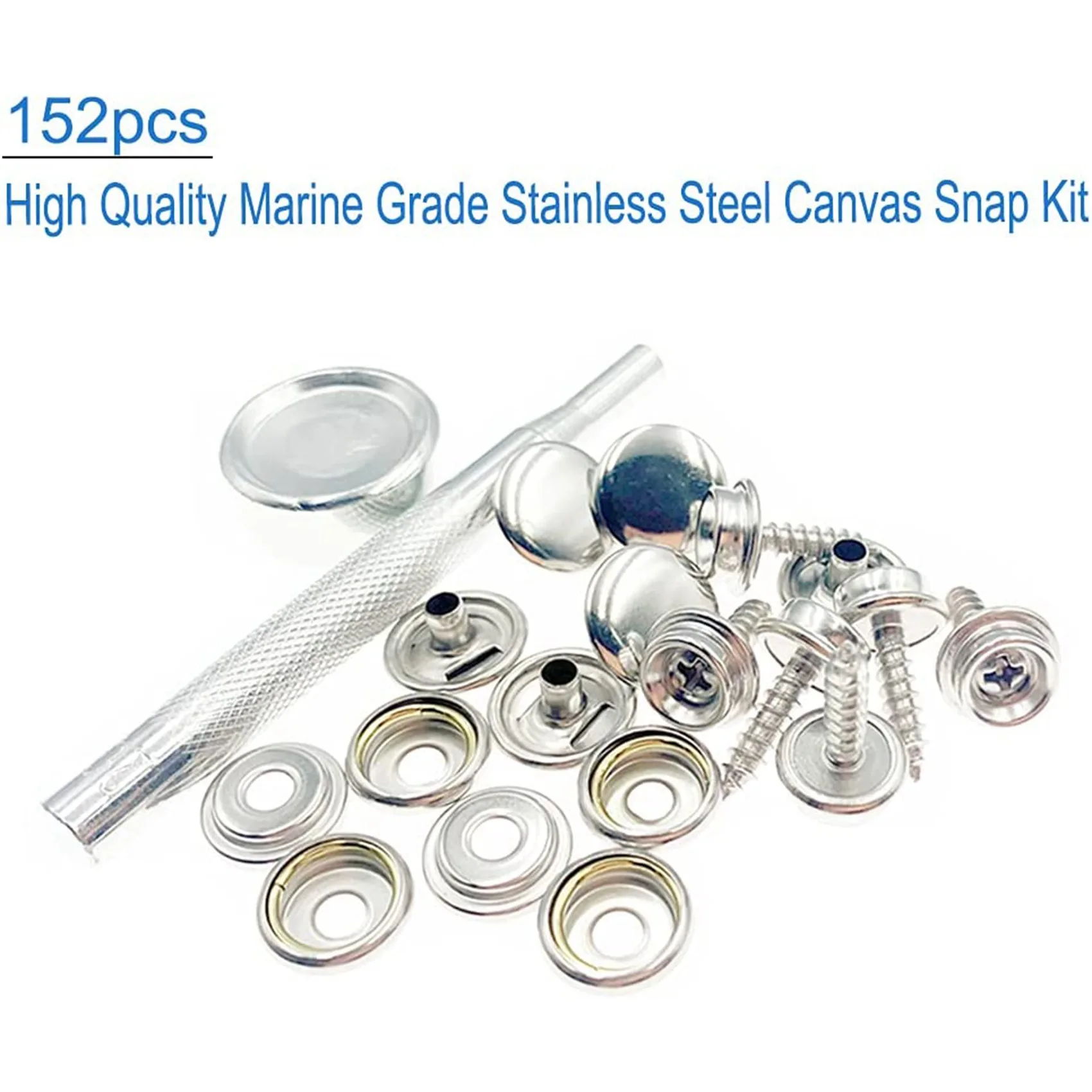 152Pcs Fastener Screw Snaps Kit with Tool, Stainless Steel Screw Boat Canvas Snaps Fastener for Boat Cover Furniture