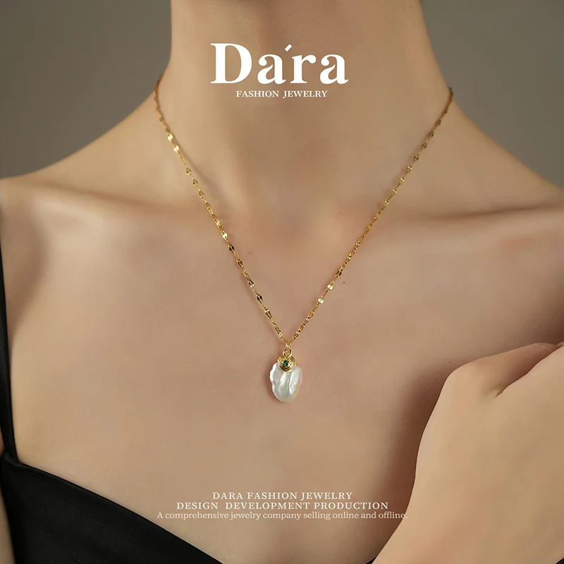 Freshwater pearl necklace 11-12mm high luster baroque pearls, elegant accessory for women's dates