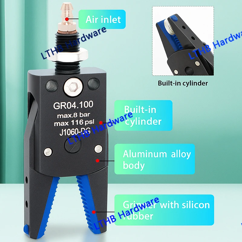 Robot Arm Clamp Pneumatic Gripper with Sensor Switch Non-slip Mat for Injection Molding Machine Grasp Workpiece Automation Tools