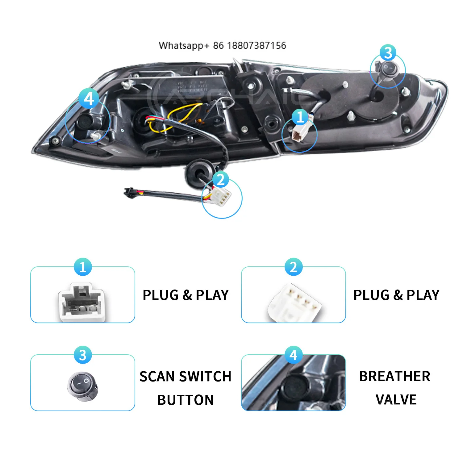 

Archaic New LED Rear Lamp Assembly forMitsubishi Lancer 2008-2018 JDM Taillight with Sequential Indicator Plug & Play Upgrade