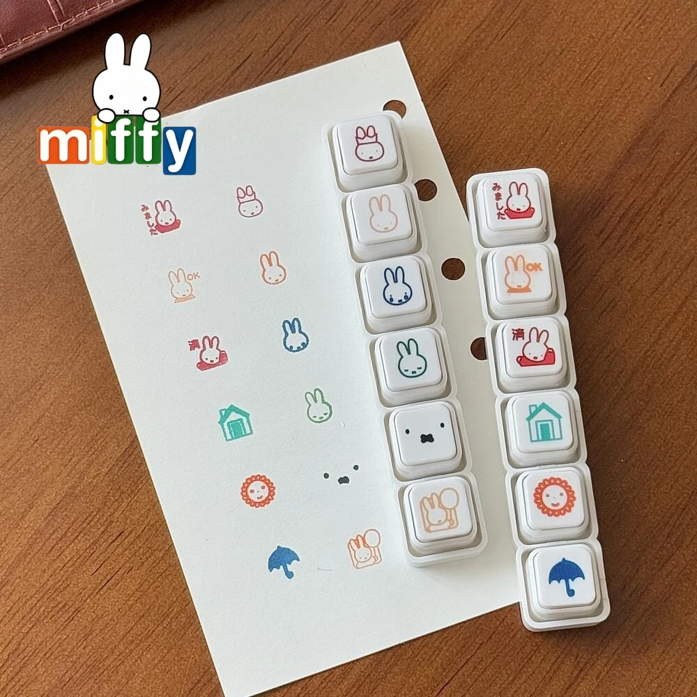 

Милый набор из шести фоточувствительных штампов Miffy Mini, съемные штампы для ежедневника, декоративные материалы для заметок, подарок в стиле мультфильма