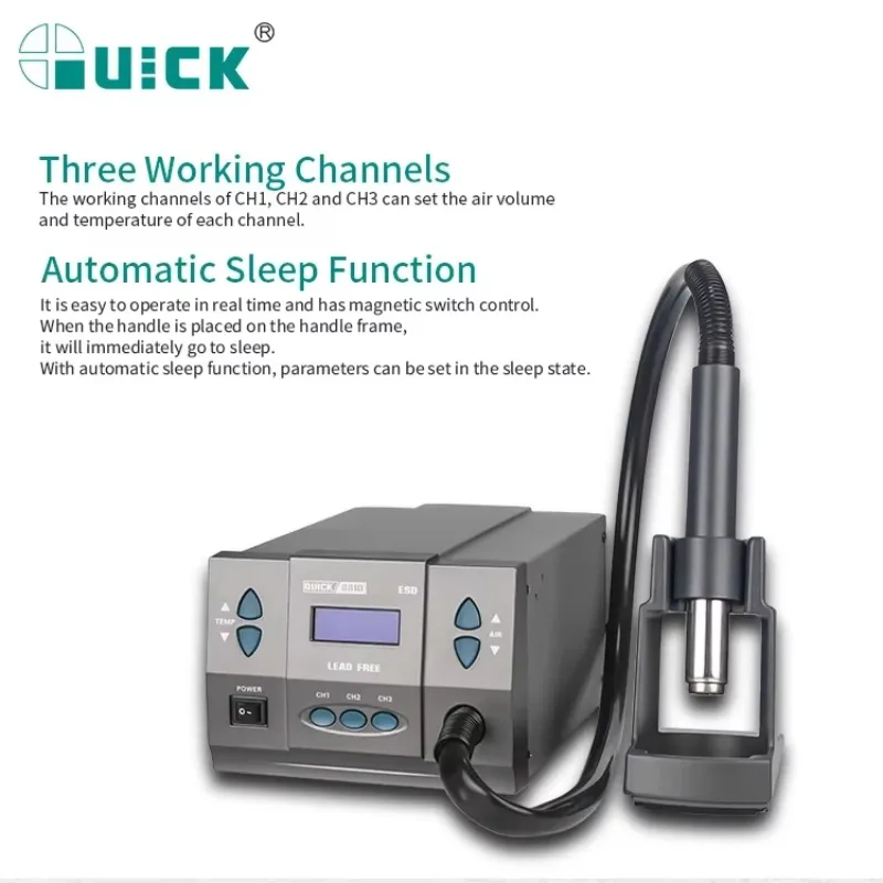 

perfect 2025 Original 1300W 220/110V QUICK 881D heat lead free hot air soldering station microcomputer temperature Rework Statio