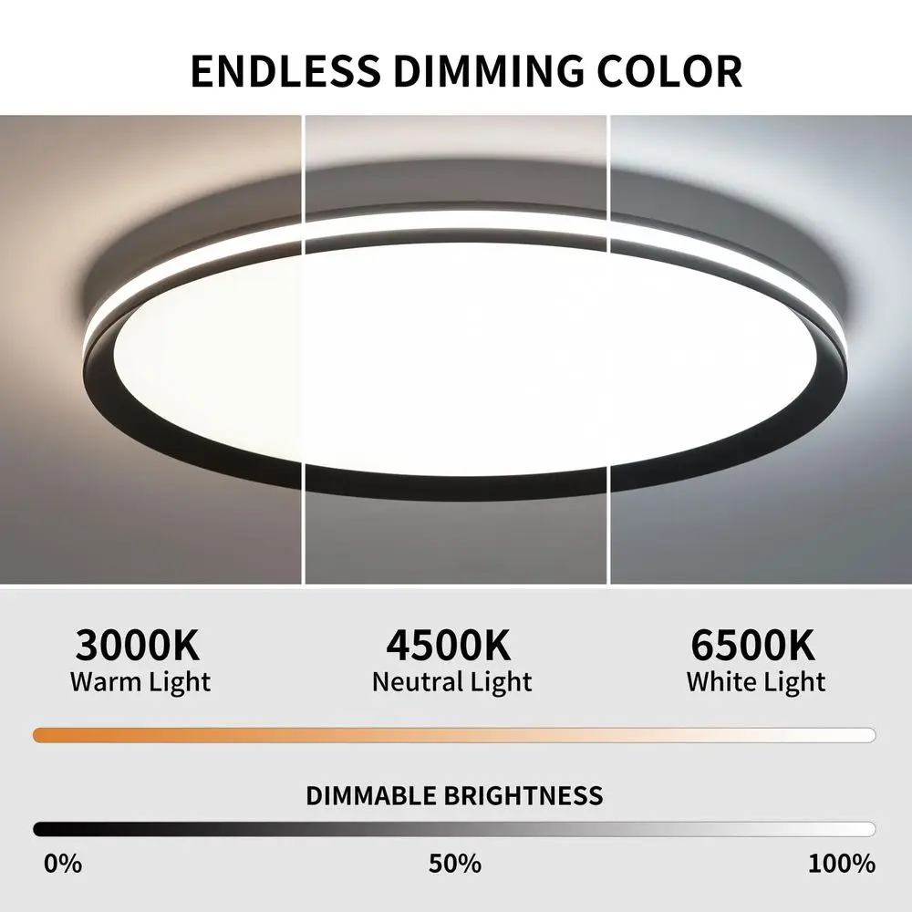 Picture 4: Metal LED Ceiling Lights Fixtures,Slim, Edge Lit 51CM Full Spectrum Smart Round Ceiling Lamps,30006500K Modern Ultra Thin Low P