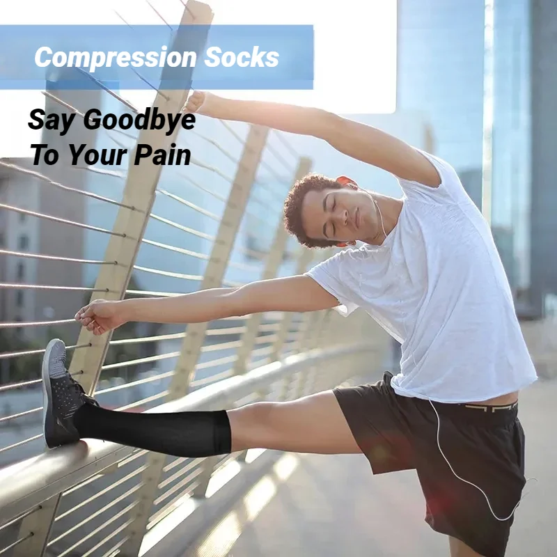CHUANGERM Compression Socks For Men And Women Elastic Sports Socks For Hiking Running Marathon Flight Relieve Leg Swelling