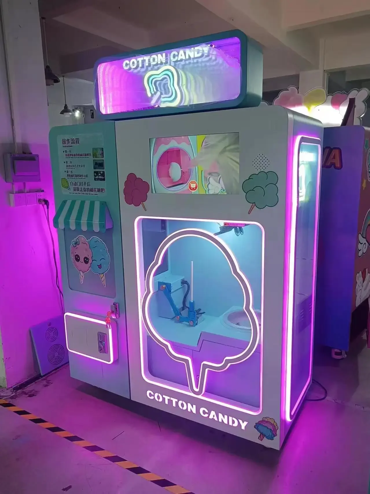 

YG Customized Fully Automatic Cotton Candy Vending Machine Vending Cotton Candy Making Machine Are Selling Like Hot Cakes