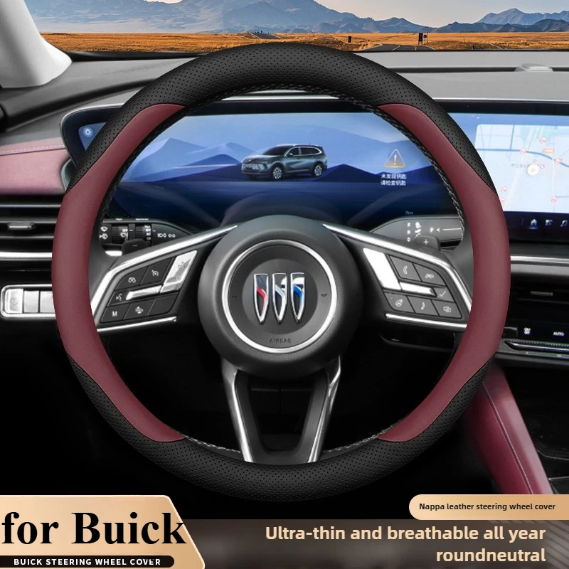 

Leather Car Steering Wheel Cover for Buick Envista Enclave Envision Enfield Encore Gx Regal 2025 Accessories