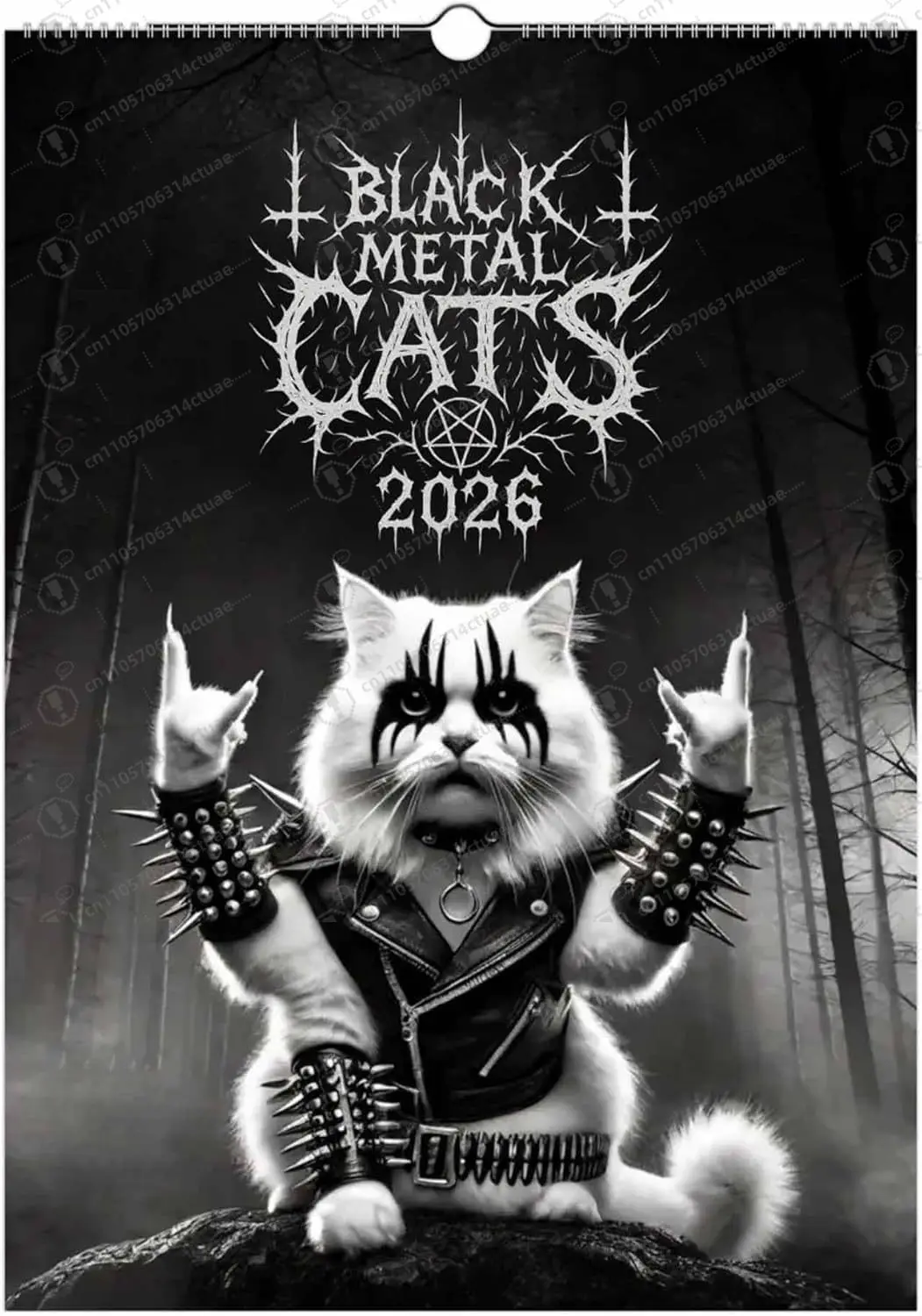 

Black Metal Cats 2026 - Wall Calendar 2026, Alternative Dark Aesthetic 12-Month Calendar for Metal Music Fans & Cat Lovers