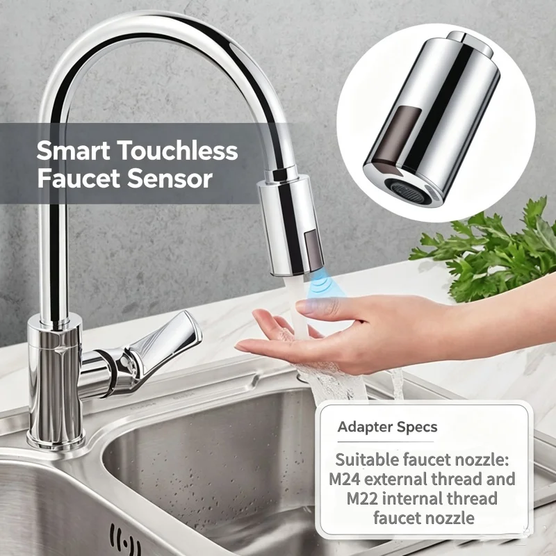 Smart Touchless Faucet Water Saving Sensor Automatic Infrared Tap Adapter Fast Response  Auto Water Flow Kitchen Faucet