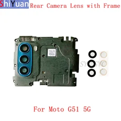 Rear Camera Lens with Frame Holder Rear Housing Cover For Motorola Moto G51 5G Back Camera Frame Replacement Parts