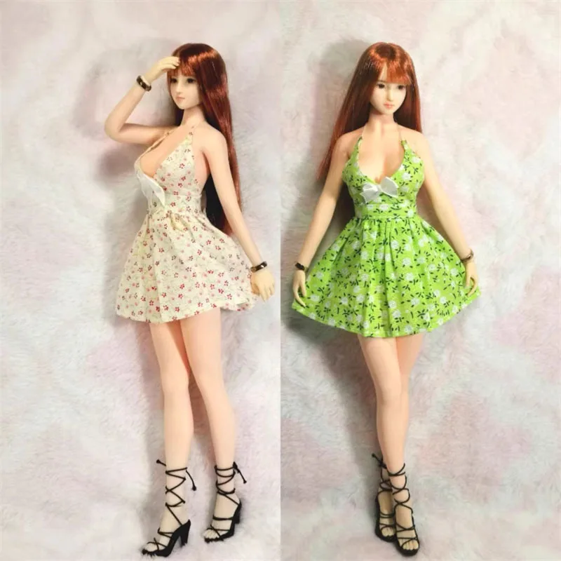 In Stock DMTOYS 1/6 Scale New Fashion Trend Sweet Cute Beauty Floral Dress With Bow Fit 12inch Action Figure Model Toys