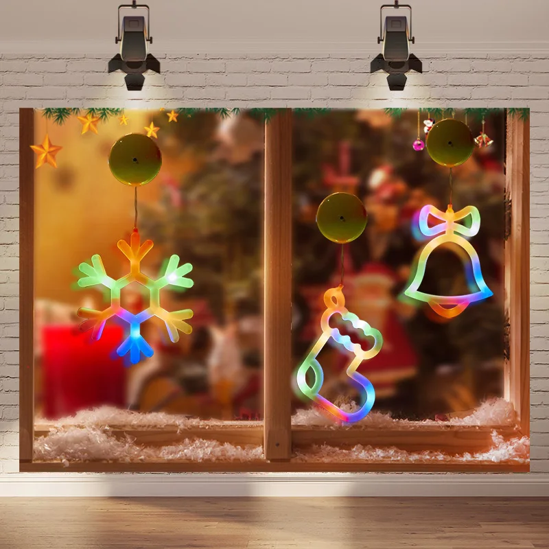 مجموعة زينة معلقة LED لعيد الميلاد - جرس، تخزين، أشكال ندفة الثلج، أضواء ملونة لديكور شجرة عيد الميلاد #5