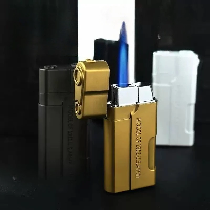 

Креативная надувная прямая зажигалка в стиле Klock, сверхмощная ветрозащитная зажигалка с синим пламенем, аксессуары для курения