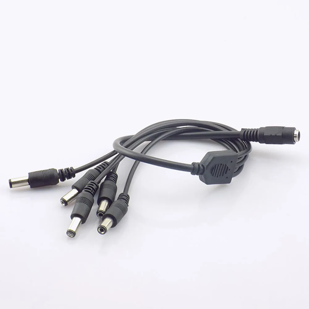 DC Power Supply Adapter 12V Pigtail 2.1*5.5mm 1 Female to 5 Male Splitter Cable Plug for CCTV Camera DVR NVR C3