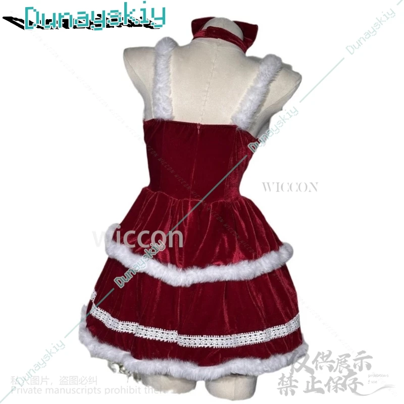 Robe de demoiselle d'honneur Anime Lolita Cosplay pour filles, peluche mince rouge sexy, costume personnalisé, père Noël mignon pour dames, Cos de Noël, nouveau, 2024