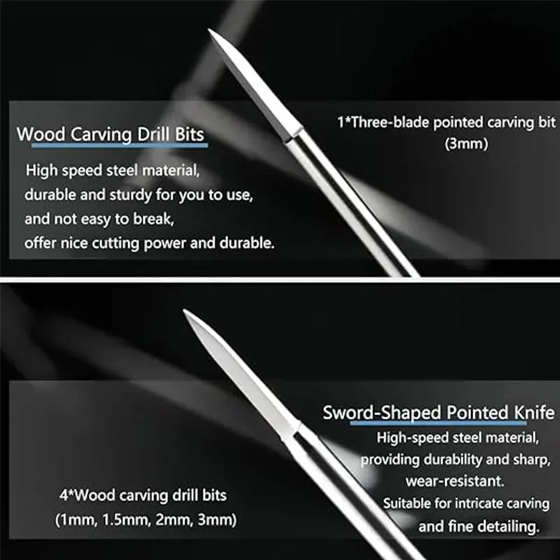 6 قطعة التنغستن الصلب النقش نحت طقم السكاكين السيف على شكل 3.0 مللي متر عرقوب الزيتون العنبر نهاية مطحنة راوتر بت قاطعة طحن الخشب